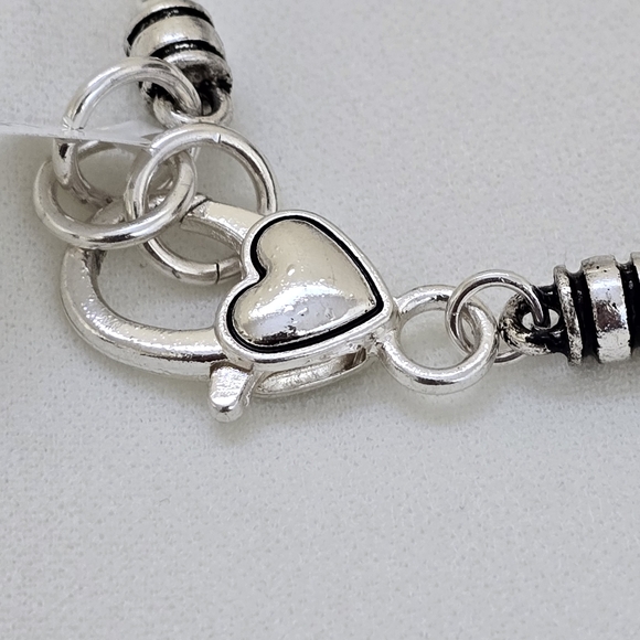 Landau Silver Gold Toned Blue Crystal March Birthstone Charm Heart Key Bracelet - Picture 3 of 8